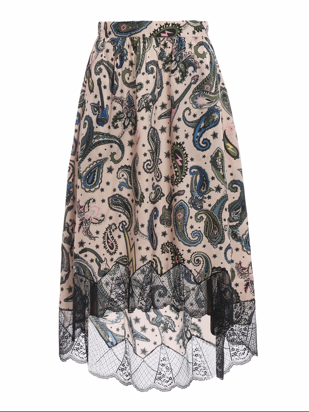 Zadig & Voltaire Joslin Paisley Asymmetric Lace Midi Skirt 34